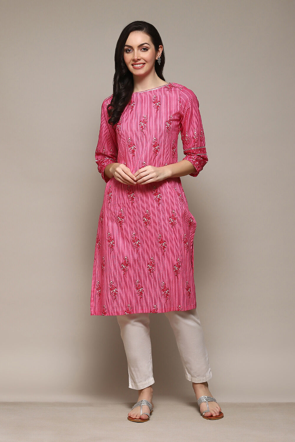 Green Cotton Straight Printed Kurta image number 0
