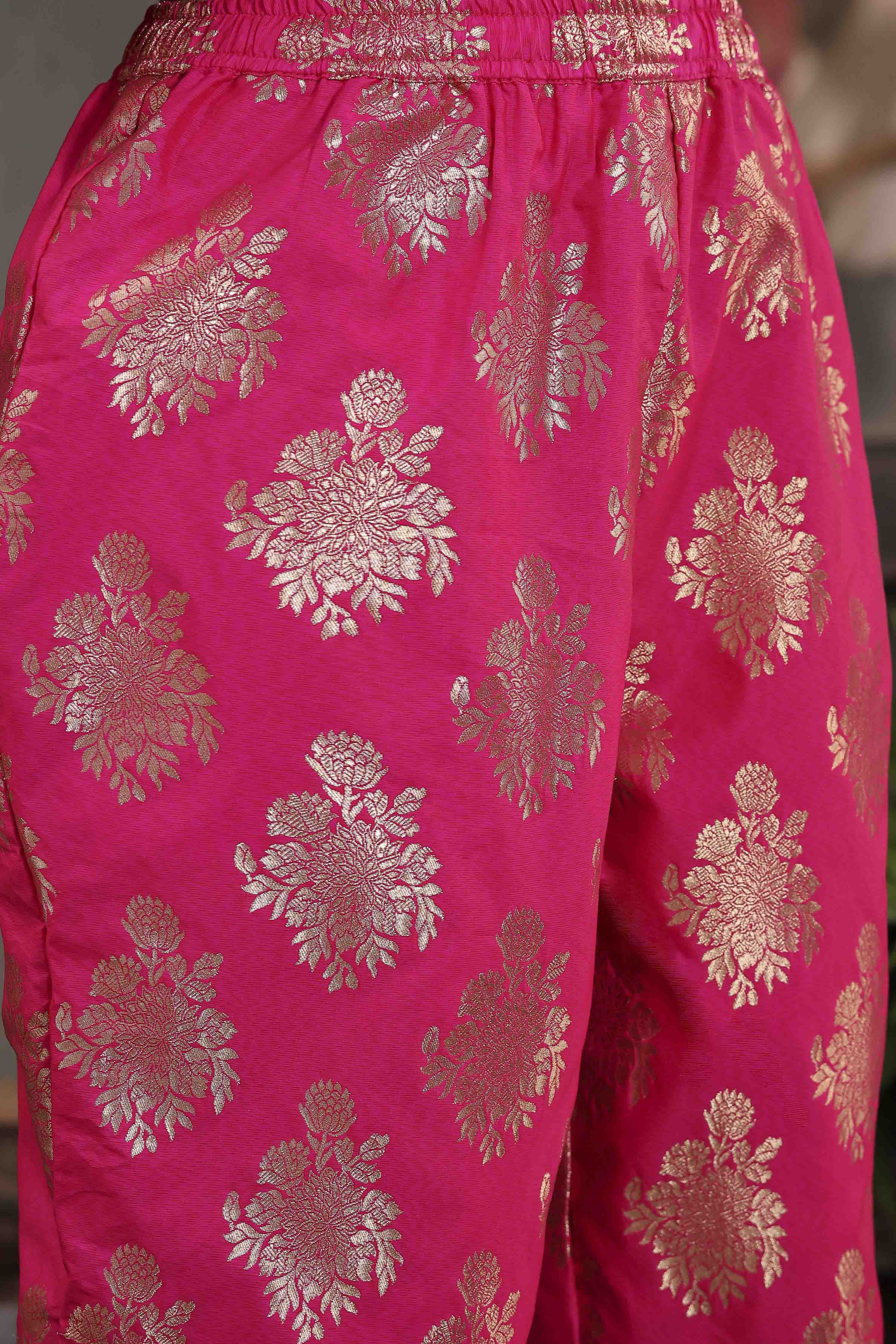 Fuchsia Pink Art Silk Printed Straight Co-ord Set image number 2