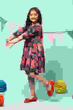 Blue Cotton All Over Print Dress image number 2