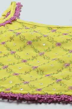 Lime Yellow Lehenga with Strappy Blouse & Cascade Dupatta image number 1