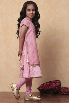 Pink Polyester Flared Suit Set image number 5