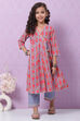 Slate Blue Cotton Anarkali Suit Set