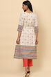Off White Cotton A Line Kurta image number 4