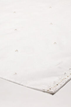 White Nylon Embroidered Sequin Dupatta image number 1