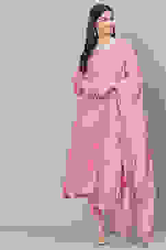 Light Brown Silk & Tussar Machine Embroidered Unstitched Suit Set image number 4