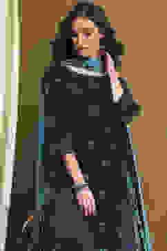 Blue Cotton Yard Dyed Straight Suit Set image number 7