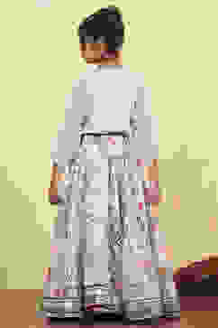 Blue Georgette Dyed Relaxed Lehenga Set image number 4