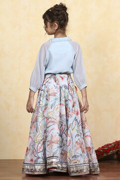 Blue Georgette Dyed Relaxed Lehenga Set image number 4