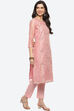 Pink Cotton Blend Unstitched Suit Set image number 2