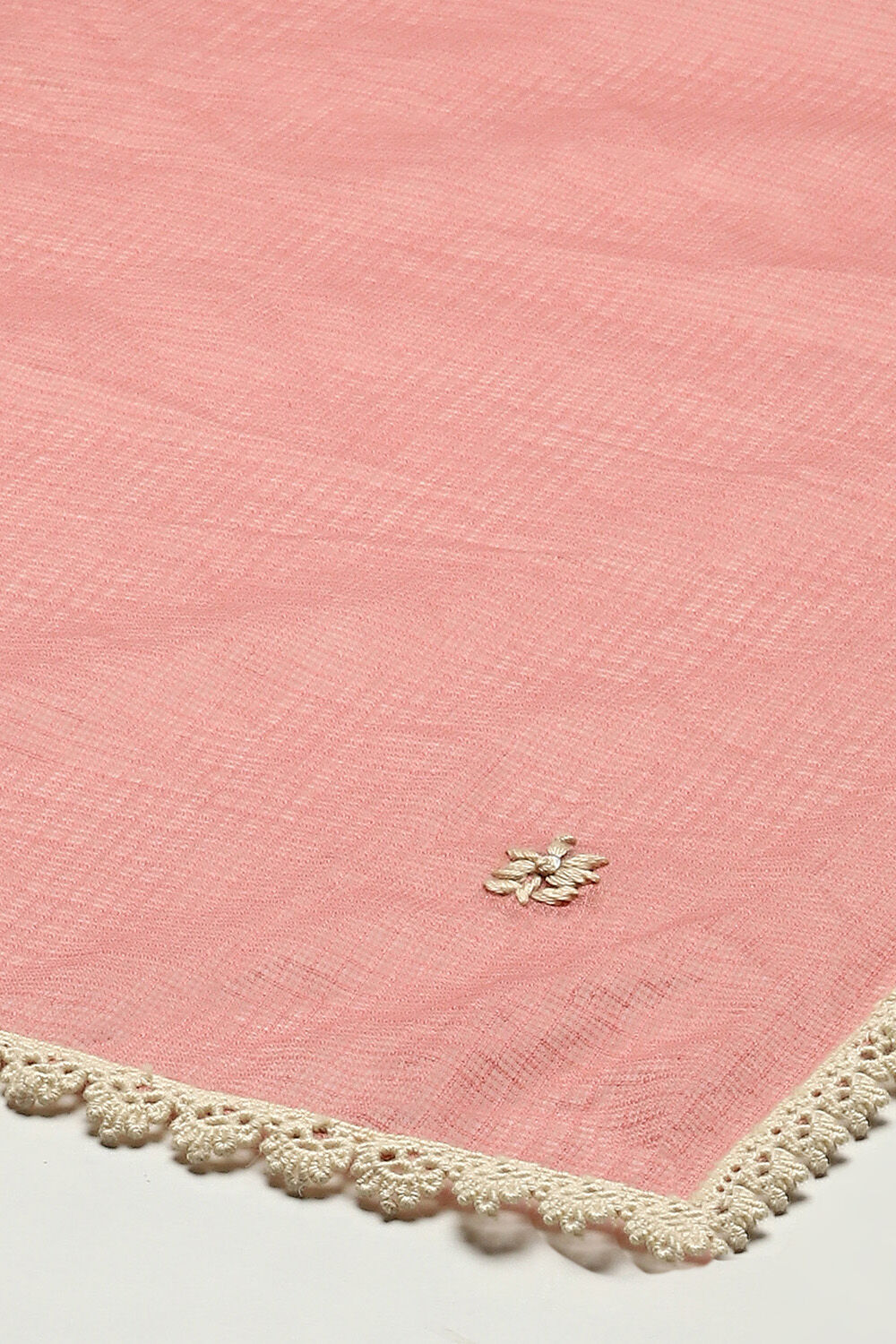 Peach Cotton Blend Layered Kurta Churidar Suit Set image number 3