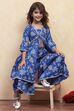 Blue Cotton Tiered Suit Set