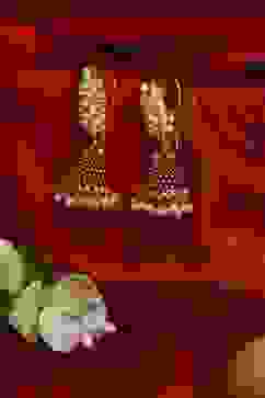 Maroon Brass Jhumka image number 0