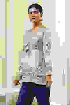 Off-White and Blue Modal Blend Straight Short Kurta image number 2