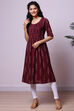 Deep Maroon Cotton Ikkat Yarndyed Kurta image number 0