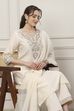 White Silk Chanderi Straight Suit Set image number 0
