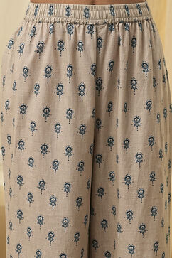 Indigo Cotton Printed Gathered Suit Set image number 2