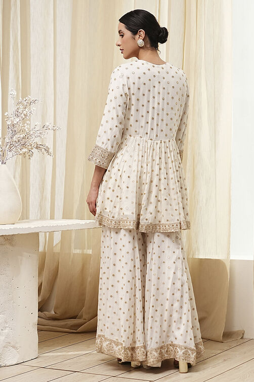 Ivory Viscose Straight Suit Set image number 3