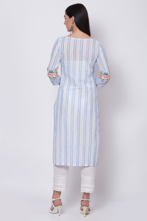 Pink Cotton Straight Printed Kurta image number 4
