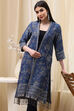 Indigo Poly Mettalic Front Open Yarndyed Shrug image number 6