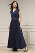 Navy Blue Viscose Rayon Asymmetric Dyed Jumpsuit image number 4