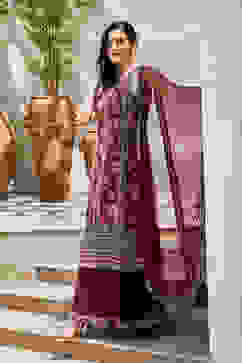 Maroon Printed Straight Kurta & Palazzo Suit Set image number 3