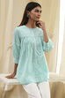 Aqua Cotton Straight Shirt-Style Short Kurta image number 6