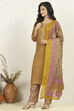 Blue Cotton Unstitched Suit Set image number 4
