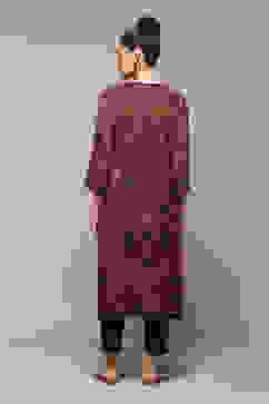 Dull Red LIVA Straight Printed Kurta image number 4