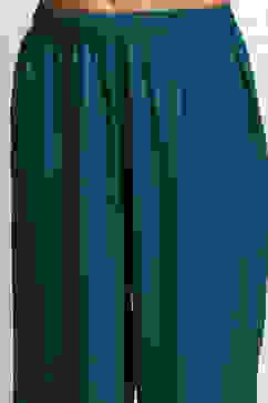 Teal Blue Floral Printed Flared Suit Set image number 2