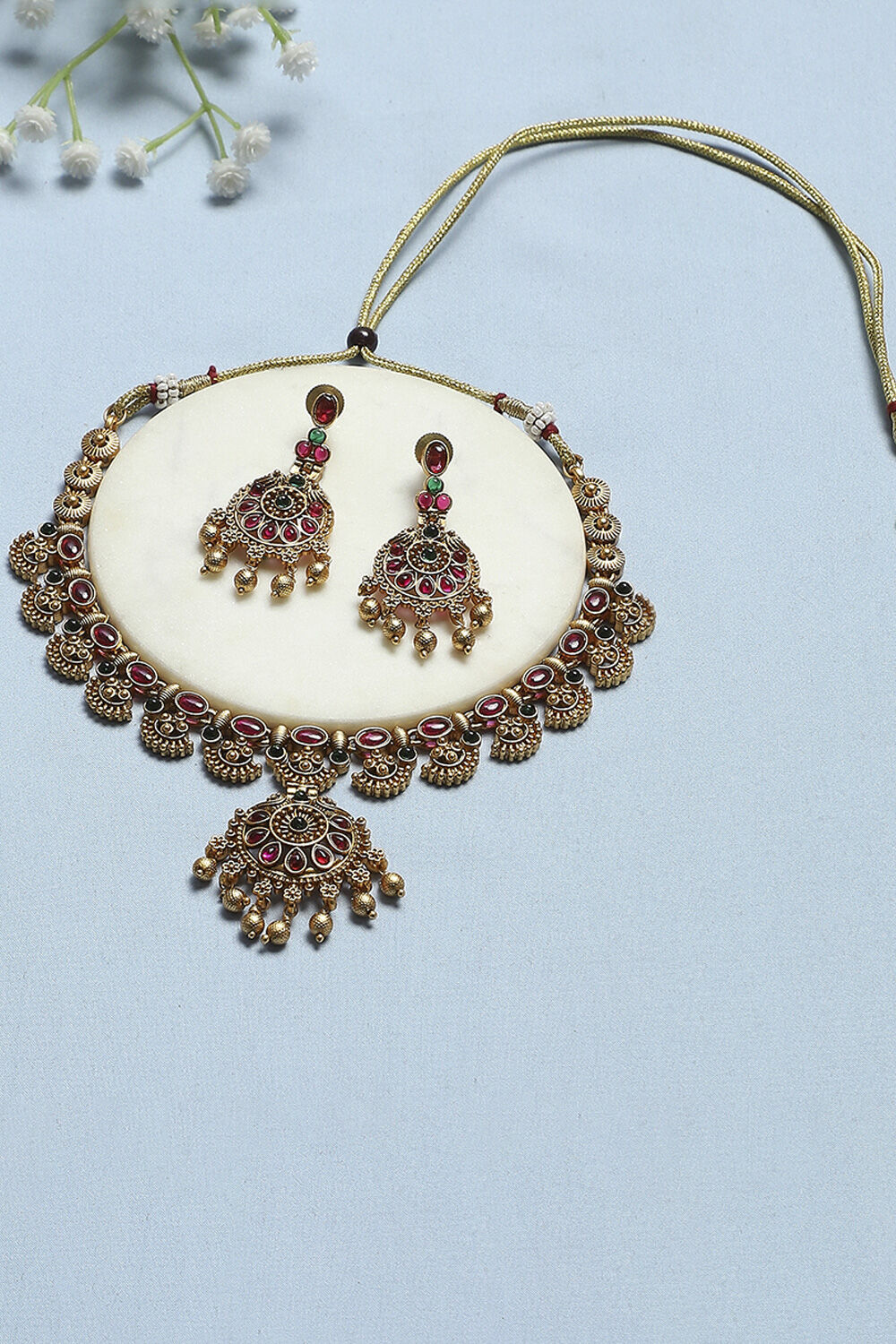 Red Green Alloy Necklace Set image number 0