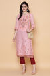 Blue Cotton Straight Printed Kurta image number 3
