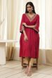 Red Cotton Solid A-Line Kurta image number 0
