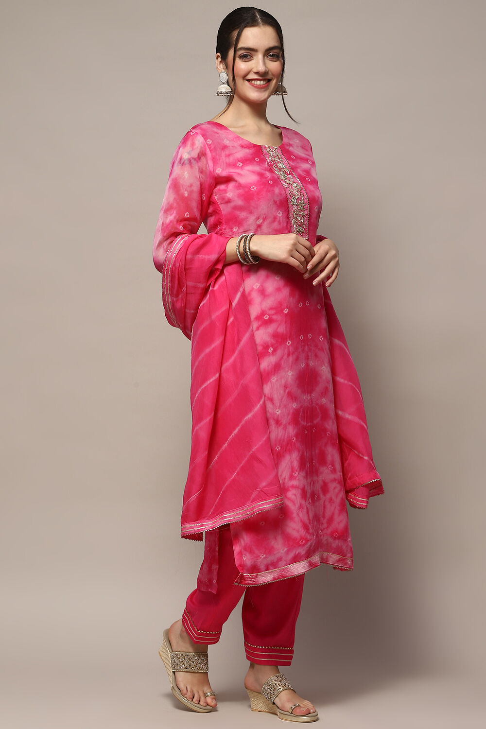 Yellow Organza Unstitched Suit set image number 6