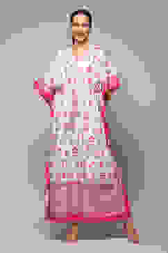 Ivory Cotton Printed Kaftan image number 5