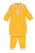 Yellow Cotton Kurta Pants Set image number 0