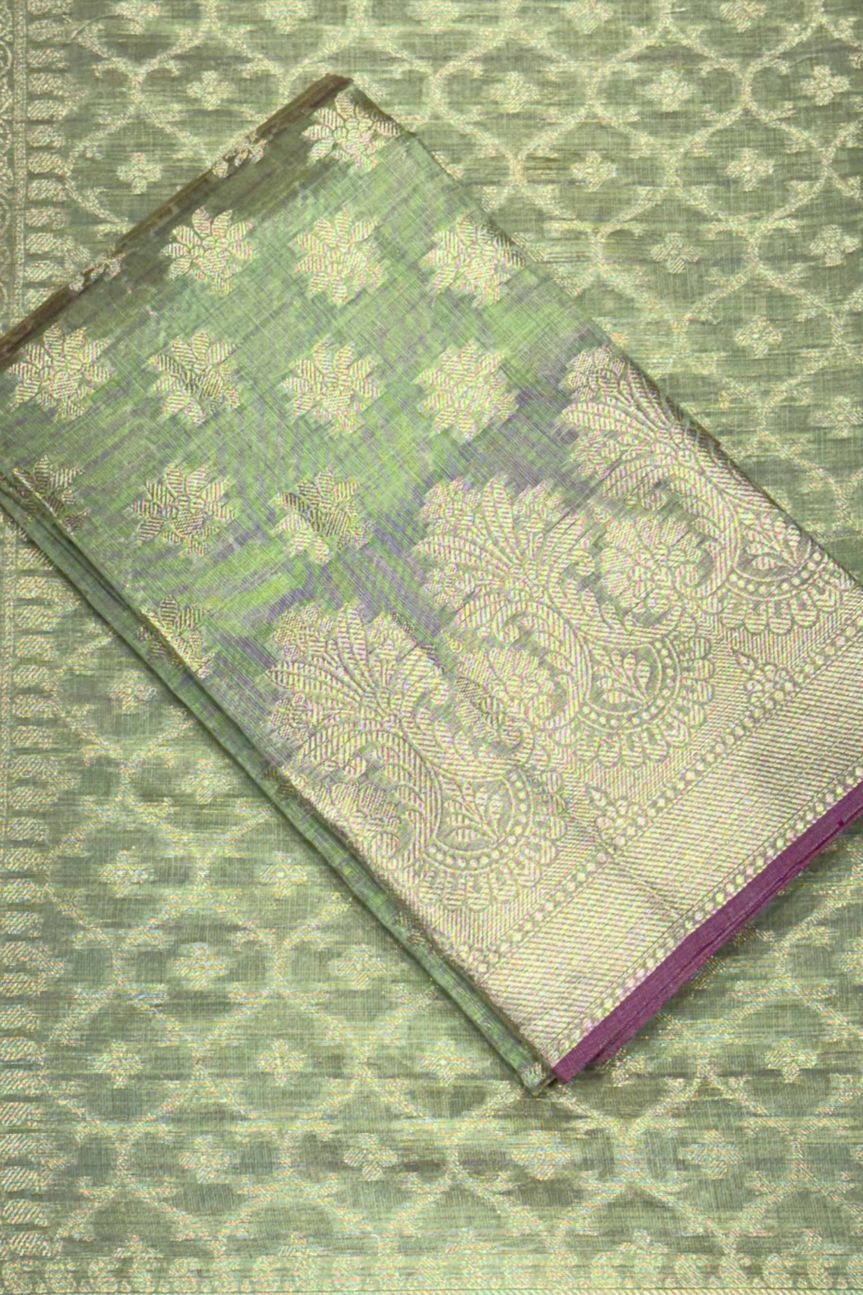 Pink Chanderi Silk Printed Unstitched Suit Set image number 0