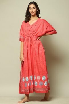 Blush Pink Cotton Printed Nightwear image number 0