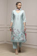 Blue Modal Digital Print Unstitched Suit Set image number 1