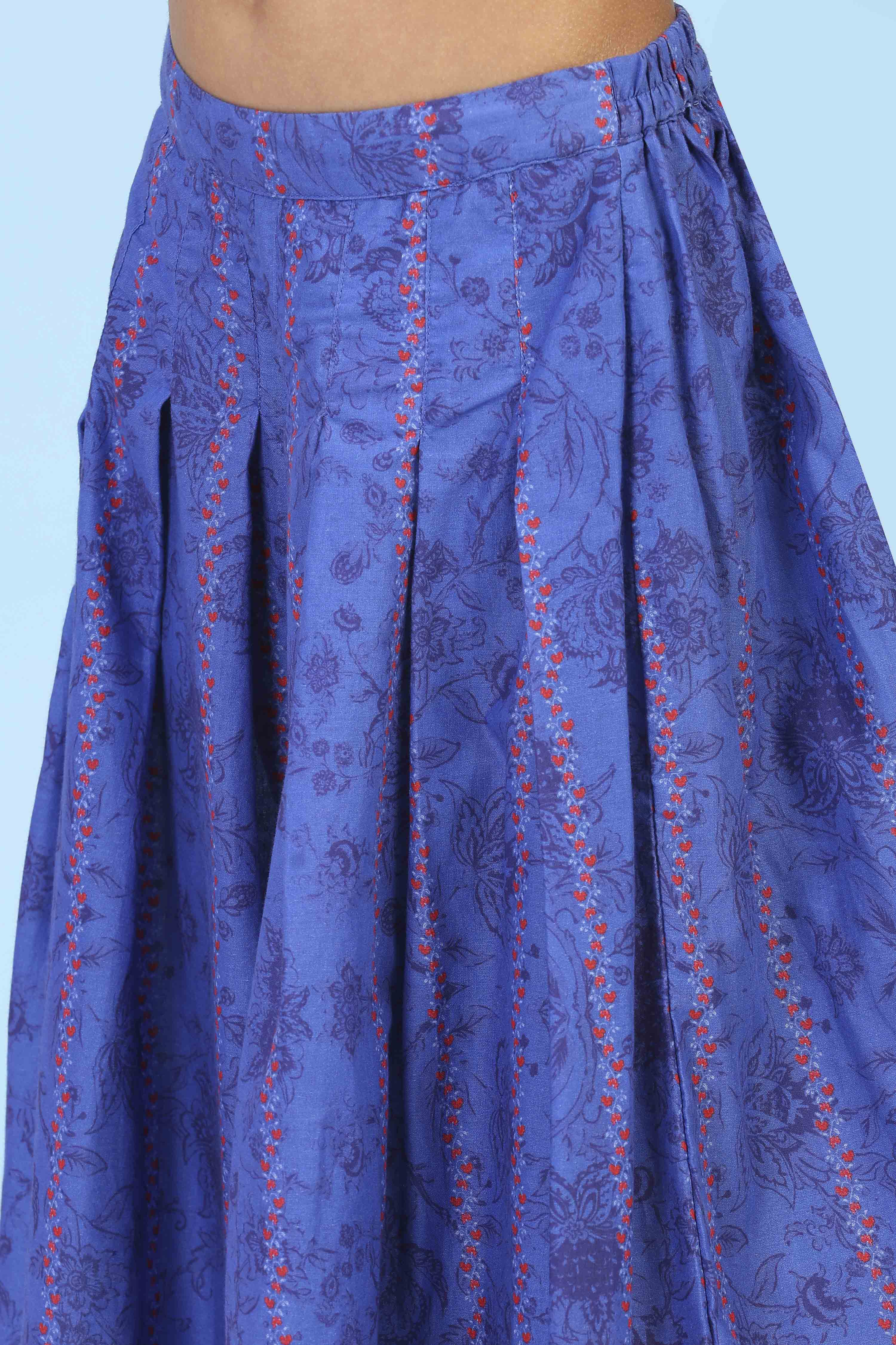Blue Cotton Printed Straight Suit Set image number 2