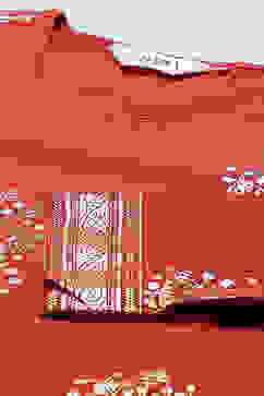 Red Straight Cotton Straight Kurta Palazzo Suit Set image number 1