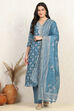 Mauve Linen Blend Digital Print Unstitched Suit Set image number 7
