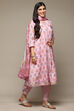 White Cotton Blend Gathered Kurta Suit Set image number 6