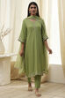 Green Solid A-Line Suit Set image number 6