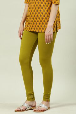 Henna Green Cotton Lycra Churidar image number 2
