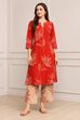 Red Viscose Rayon Printed Straight Suit Set image number 0