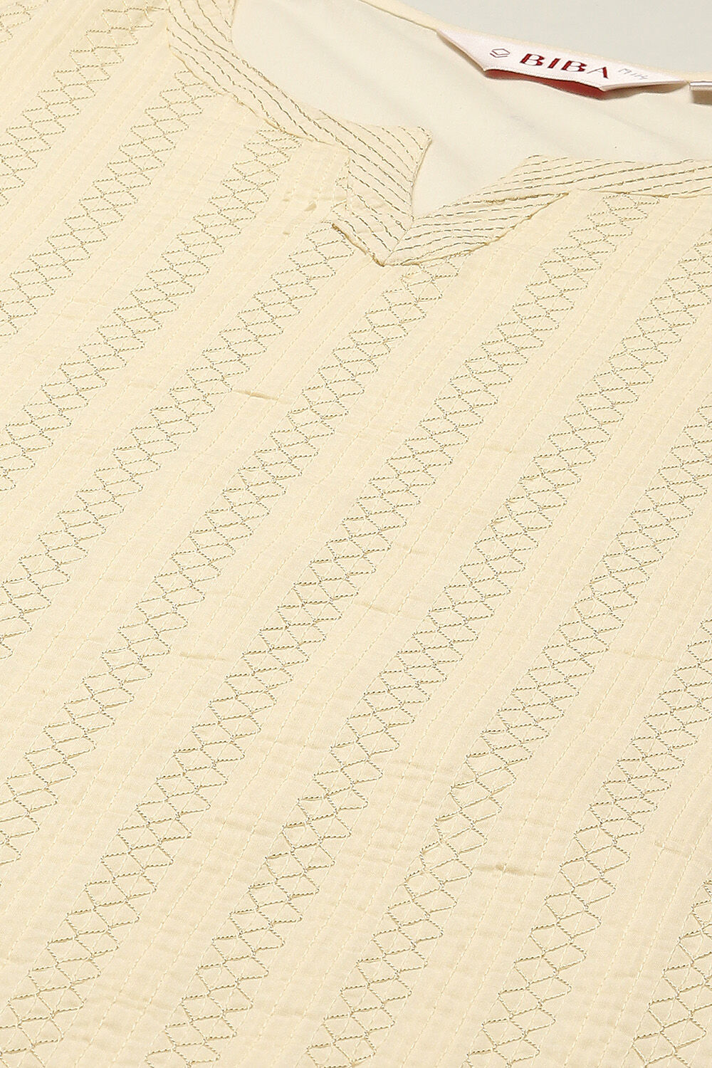 Off White Cotton Straight Kurta image number 1