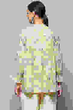 Beige Cotton Floral Printed A-Line Kurti image number 4