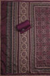 Wine Silk Blend Hand Embroidered Unstitched Suit Set image number 3