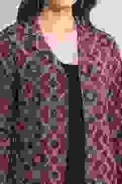 Black Viscose Straight Printed Jacket image number 1