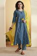 Lime Green Yarndyed Straight Cotton Kurta Set image number 6